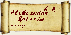 Aleksandar Maletin vizit kartica